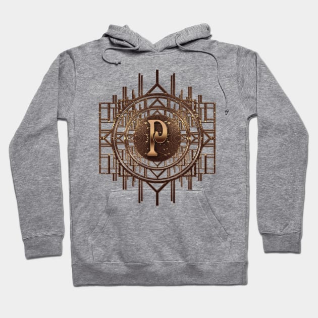 p letter monogrammed alphabet gifts in antique golden vintage style Hoodie by designsbyxarah